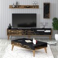 Set mobilier living, Hommy Craft, Valensiya, PAL, Nuc / Negru / Marmură