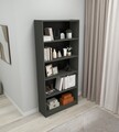 Corp biblioteca, Kalune Design, Manolya, 80x180x28 cm, PAL, Gri inchis