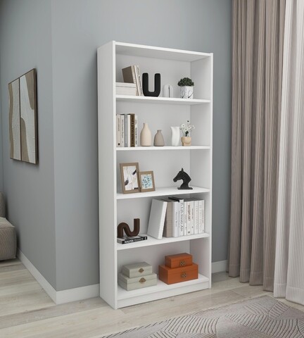 Corp biblioteca, Kalune Design, Manolya, 80x180x28 cm, PAL, Alb