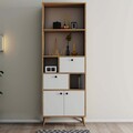 Corp biblioteca, Mezza, Ninova, 69x195x35 cm, PAL, Stejar / Alb