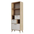 Corp biblioteca, Mezza, Ninova, 69x195x35 cm, PAL, Stejar / Alb