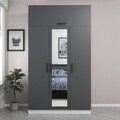 Dulap pentru haine, Minerva, Minar 235, 135x235x52 cm, PAL, Antracit/Alb