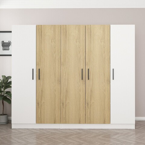 Dulap pentru haine, Minerva, Kale, 225x190x52 cm, PAL, Alb