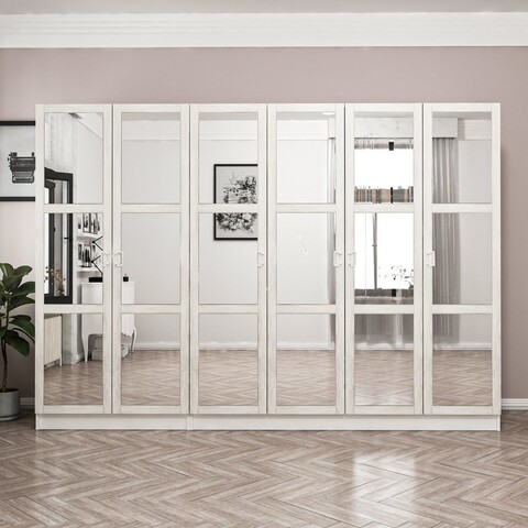 Dulap pentru haine, Minerva, Kale Country, 270x190x52 cm, PAL, Alb