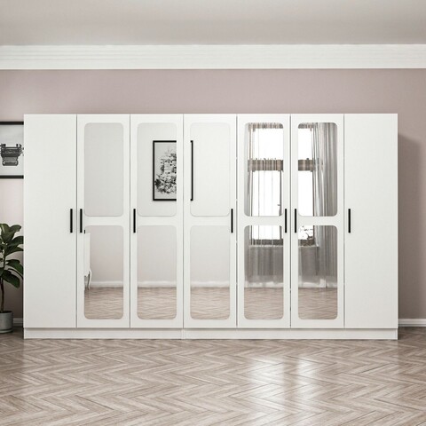 Dulap pentru haine, Minerva, Kale, 315x190x52 cm, PAL, Alb