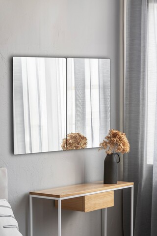 Oglinda decorativa, Mirrorland, Rectangular, Oglinda acrilica;MDF, Argintiu