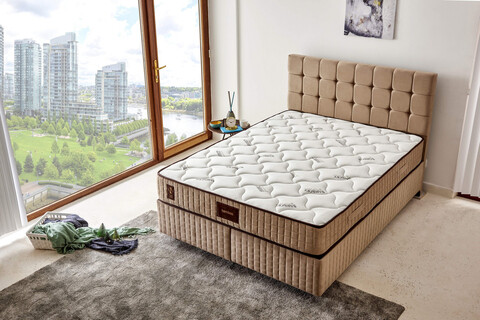 Saltea de pat, Niron, Bamboo 140x200 cm Double Size Middle Firm Mattress, Copertă: țesătură specială tricotată, Alb / Bej / Maro