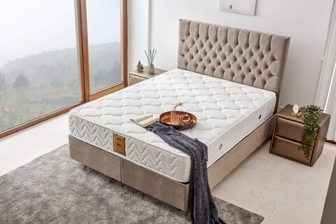 Saltea de pat, Niron, Relax 180x200 cm Double Size Luxury Middle Firm Mattress, Acoperă țesătură specială tricotată, Alb