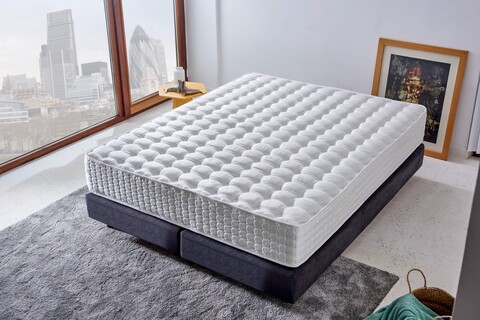 Saltea de pat, Niron, London 160x200 cm Double Size FR Fabric PocketSpring Luxury Mattress, Husă: FR Saten Fabric, Alb