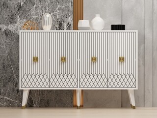 120x80x30 cm, Alb;Auriu