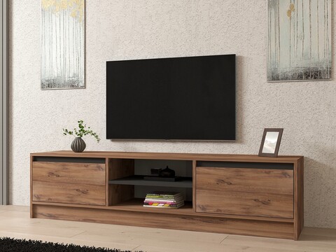 Comoda TV, Puqa Design, Isıl, 180x45x40 cm, PAL, Pin Atlantic / Antracit