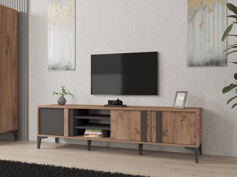 Comoda TV, Puqa Design, Mengü, 180x50x40 cm, PAL, Atlantic / Antracit