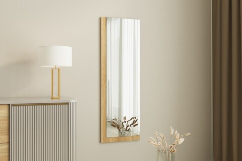 Oglinda decorativa, Siam, Lariya, 40x120x2 cm, MDF , Alb / Natural