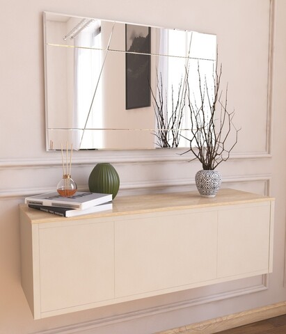 Oglinda decorativa, Siam, Akol, 50x75x2 cm, MDF , Alb
