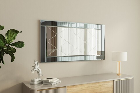 Oglinda decorativa, Siam, Pierre, 60x120x2 cm, MDF , Fume / Alb