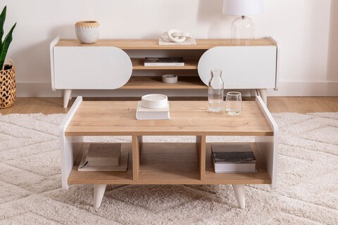 Masuta de cafea, Arnetti, Mindy, 90x59x40 cm, PAL, Safir / Alb