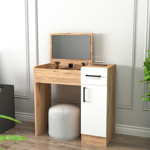 Masa de machiaj, Arnetti, Inci, 77x108 cm, PAL, Pin Atlantic / Alb