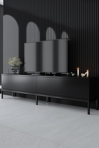 Comoda TV, Bexley, Lord, 180x47x30 cm, PAL, Negru
