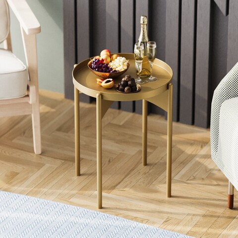 Masuta de cafea, Cerritos, Shb-002-B, 44x57x44 cm, Metal, Auriu