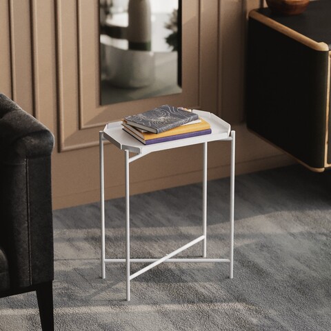 Masuta de cafea, Cerritos, Shb-009-B, 26x56x40 cm, Metal, Alb