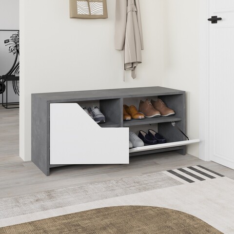 Pantofar, Decortie, Nexus Shoe Cabinet, 105x47x37 cm, PAL, Gri/Alb