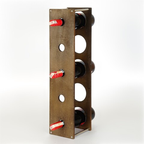 Raft decorativ din lemn pentru vinuri, Evila Originals, Meh217, 14x60x15 cm, Placaj, Maro