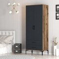 Dulap pentru haine, Hommy Craft, Kumsal T, 80x47 cm, PAL, Nuc / Antracit