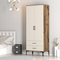 Dulap pentru haine, Hommy Craft, Kumsal T, 80x47 cm, PAL, Maro/Crem
