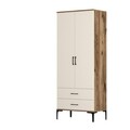 Dulap pentru haine, Hommy Craft, Kumsal T, 80x47 cm, PAL, Maro/Crem