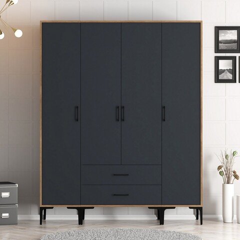 Dulap pentru haine, Hommy Craft, Kumsal STS, 160x47 cm, PAL, Nuc / Antracit