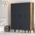 Dulap pentru haine, Hommy Craft, Kumsal STS, 160x47 cm, PAL, Nuc / Antracit