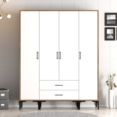 Dulap pentru haine, Hommy Craft, Kumsal STS, 160x47 cm, PAL, Nuc/Alb