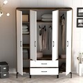 Dulap pentru haine, Hommy Craft, Kumsal STS, 160x47 cm, PAL, Nuc/Alb