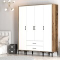 Dulap pentru haine, Hommy Craft, Kumsal STS, 160x47 cm, PAL, Nuc/Alb