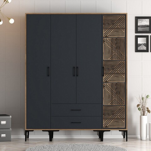 Dulap pentru haine, Hommy Craft, Kumsal STP, 160x47 cm, PAL, Nuc / Antracit