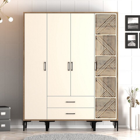 Dulap pentru haine, Hommy Craft, Kumsal STP, 160x47 cm, PAL, Maro/Crem