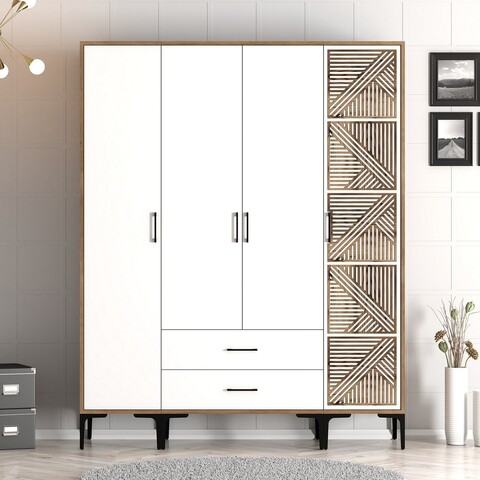 Dulap pentru haine, Hommy Craft, Kumsal STP, 160x47 cm, PAL, Nuc/Alb