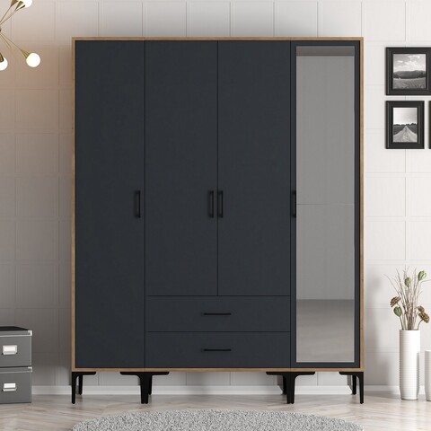 Dulap pentru haine, Hommy Craft, Kumsal STR, 160x47 cm, PAL, Nuc / Antracit