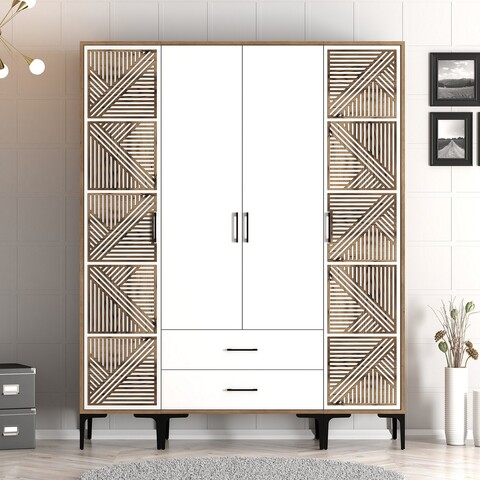 Dulap pentru haine, Hommy Craft, Kumsal PTP, 160x47 cm, PAL, Nuc/Alb