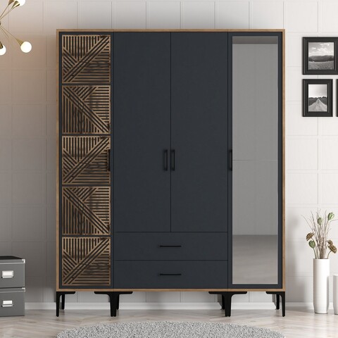 Dulap pentru haine, Hommy Craft, Kumsal PTR, 160x47 cm, PAL, Nuc / Antracit