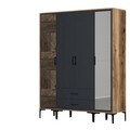 Dulap pentru haine, Hommy Craft, Kumsal PTR, 160x47 cm, PAL, Nuc / Antracit