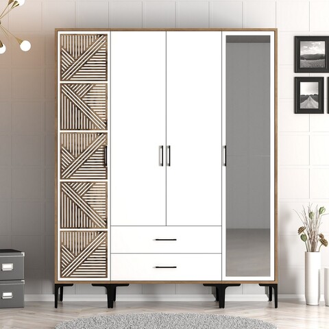 Dulap pentru haine, Hommy Craft, Kumsal PTR, 160x47 cm, PAL, Nuc/Alb