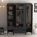 Dulap pentru haine, Hommy Craft, Kumsal RTR, 160x47 cm, PAL, Nuc / Antracit