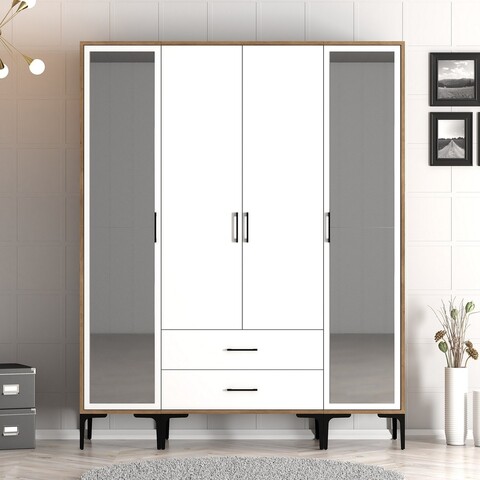 Dulap pentru haine, Hommy Craft, Kumsal RTR, 160x47 cm, PAL, Nuc/Alb