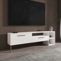 Comoda TV, Inarch, Parion, 150x47x35 cm, PAL, Alb/Auriu