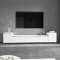 Comoda TV, Inarch, Imaj, 180x45 cm, PAL, Alb/Auriu