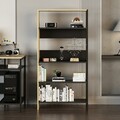 Corp biblioteca, Minerva, Tiran, 90x120x34 cm, PAL, Antracit / Stejar / Negru