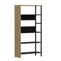 Corp biblioteca, Minerva, Tiran, 90x120x34 cm, PAL, Antracit / Stejar / Negru
