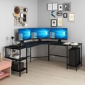 Birou, Minerva, Power L, 180x76x60 cm, PAL, Negru