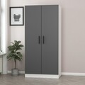 Dulap pentru haine, Minerva, Kale Anthracite White, 90x190x52 cm, PAL, Antracit/Alb